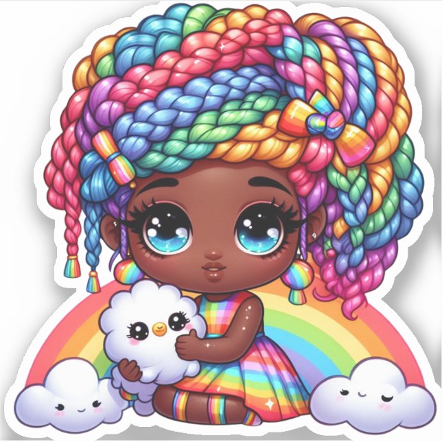 adorable rainbow girl sticker (Front)