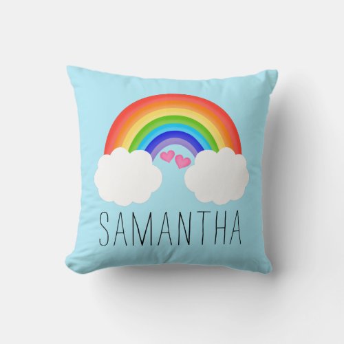 Adorable Rainbow Name Throw Pillow