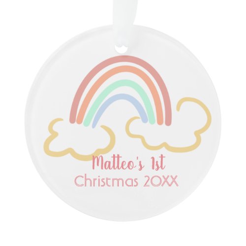 Adorable Rainbow Pastel Magical 1st Christmas Ornament