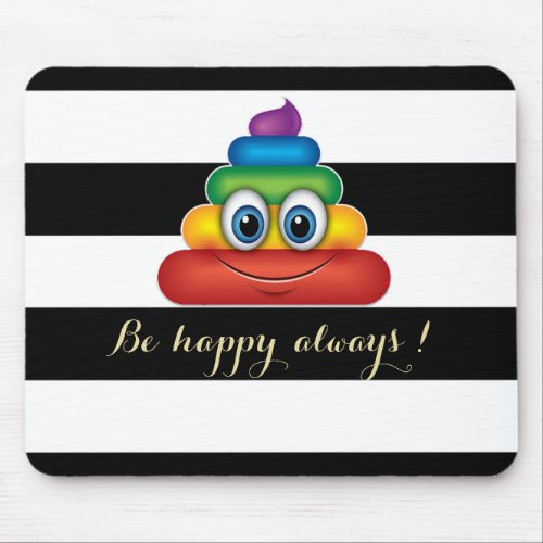 Adorable Rainbow Poop Emoji Striped Mouse Pad