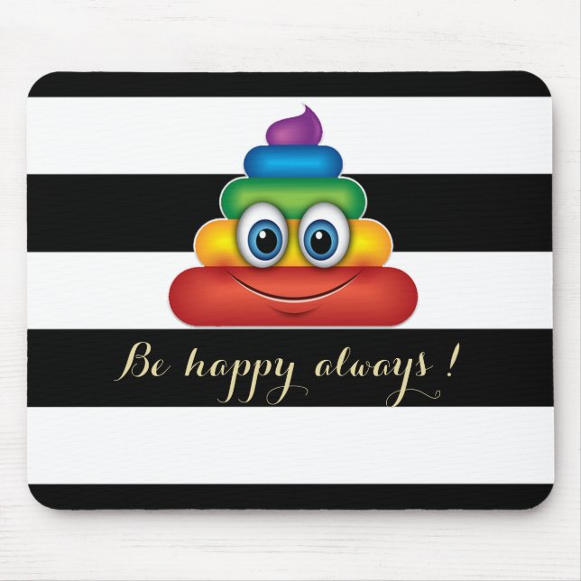 Adorable Rainbow Poop Emoji ,Striped Mouse Pad (Front)