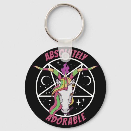 Adorable Rainbow Unicorn Baphomet Gothic Keychain