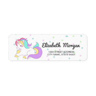 Adorable  Rainbow Unicorn, Stars Label