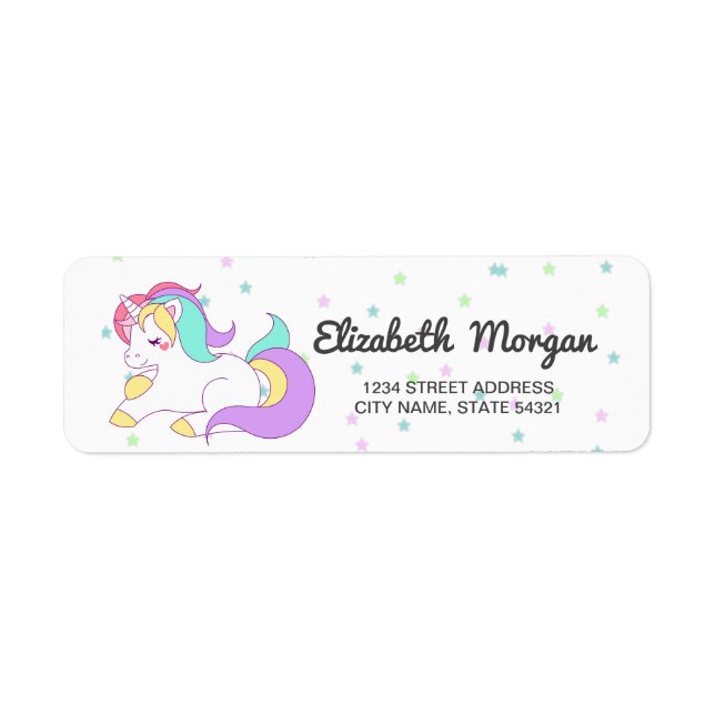 Adorable  Rainbow Unicorn, Stars Label (Front)