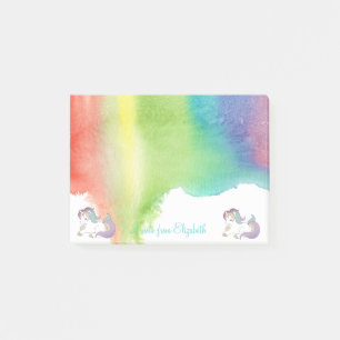Adorable Rainbow Unicorn,Watercolor Splash Post-it Notes