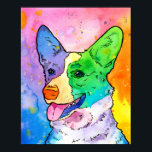 Adorable Rainbow Watercolor Corgi Poster<br><div class="desc">This is the adorable Georgia! Artist Kelsey Lovelle paints a corgi every day, and also does custom commissions!</div>