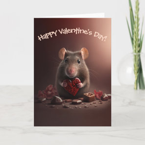 Adorable Rat with Red Heart Funny Valentine's Day Holiday Card