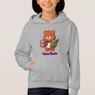 Adorable Reading Bear with Books Hoodie