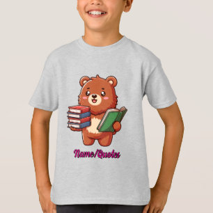 Adorable Reading Bear with Books T-Shirt
