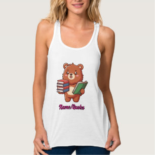 Adorable Reading Bear with Books Tank Top