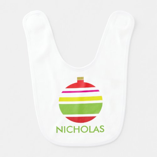 Adorable Red and Green Holiday Christmas Baby Bib