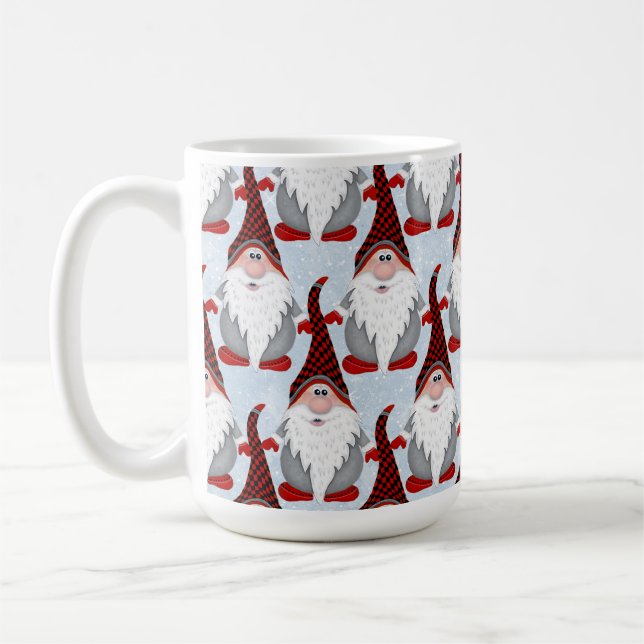 Adorable Red Black Gnome Xmas Christmas Kids Mug (Left)