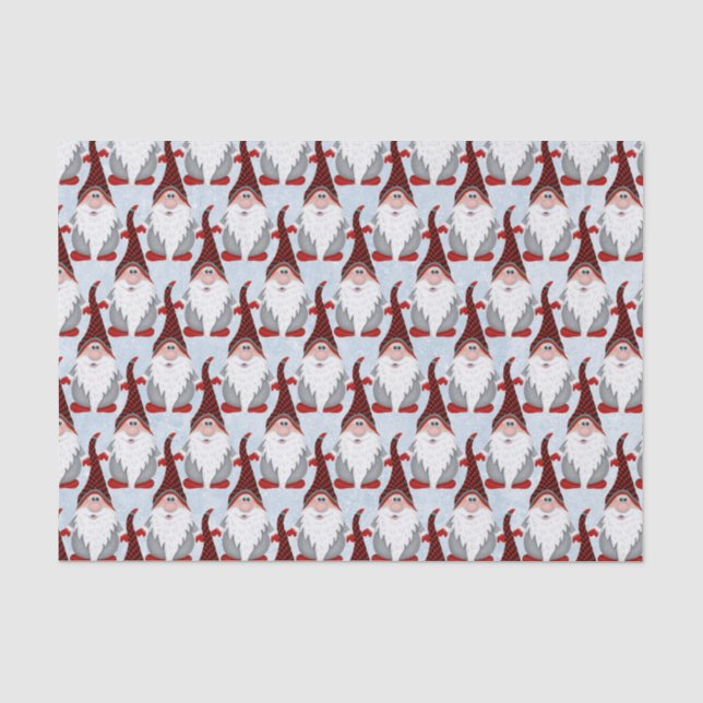 Adorable Red Black Gnome Xmas Christmas Kids Tissue Paper (Front)