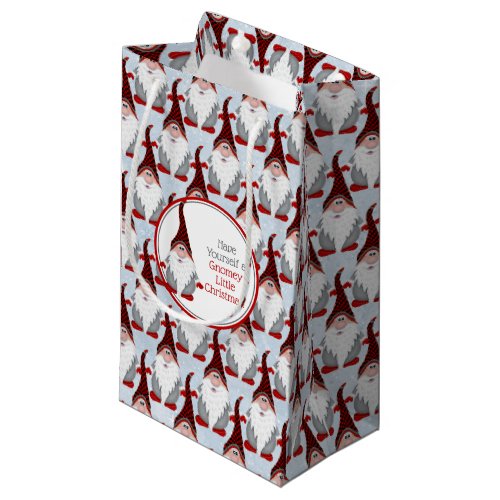 Adorable Red Black Gray Gnome Xmas Christmas Small Gift Bag