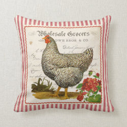 Adorable red black & white vintage chicken pillow
