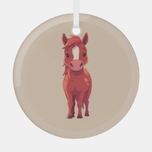 Adorable Red Chestnut horse Glass Ornament