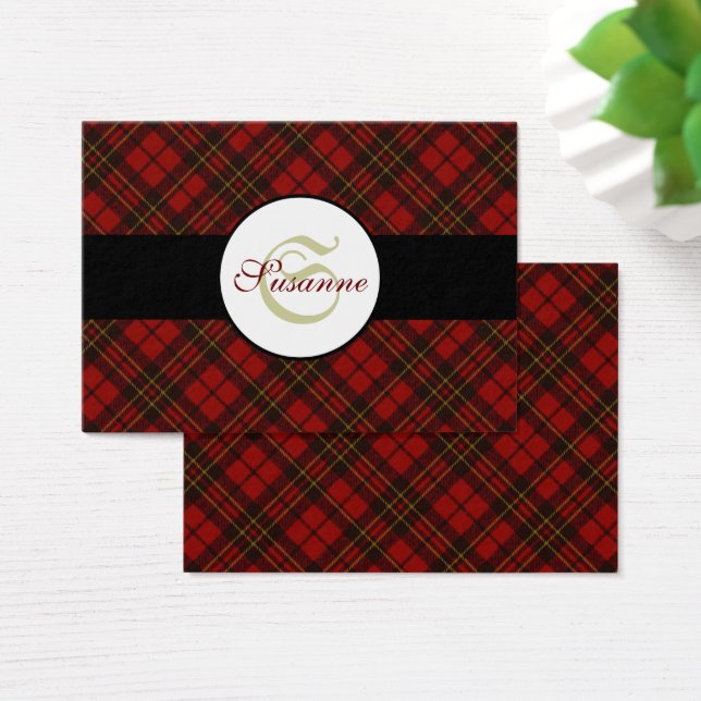 Adorable Red Christmas tartan Monogram (Desk)