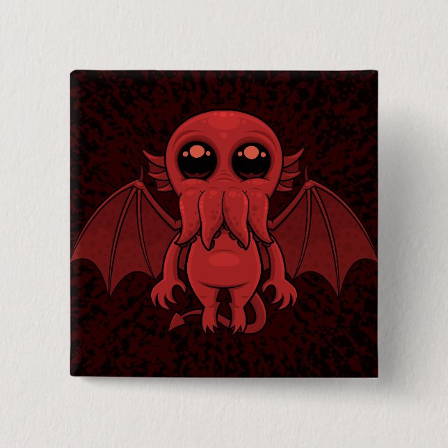 Adorable Red Cthulhu Sea Monster Button (Front)