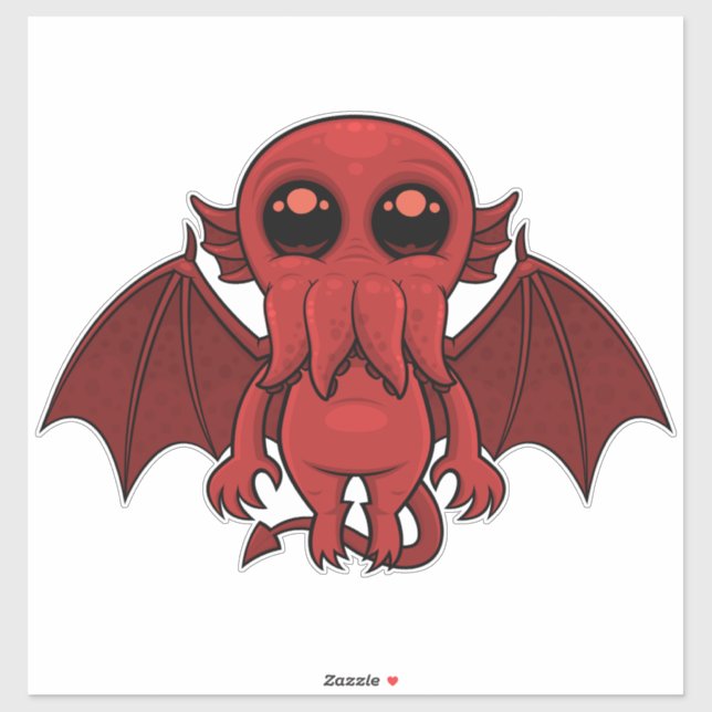 Adorable Red Cthulhu Sea Monster Sticker (Sheet)
