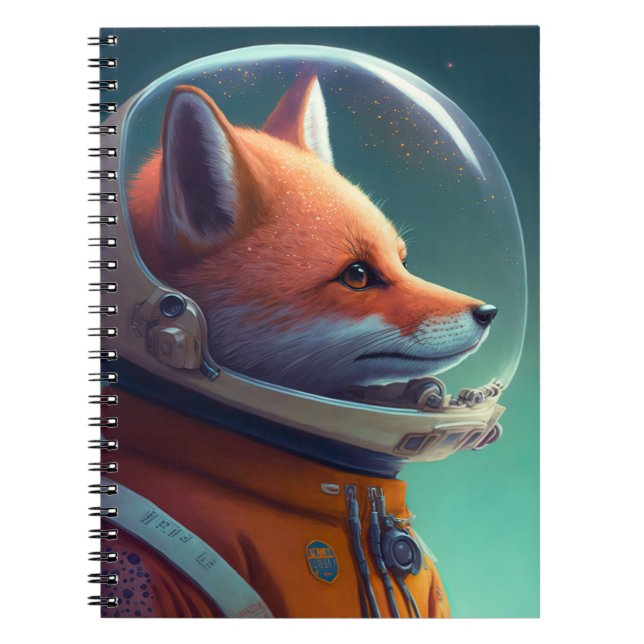Adorable Red Fox Astronaut Notebook (Front)