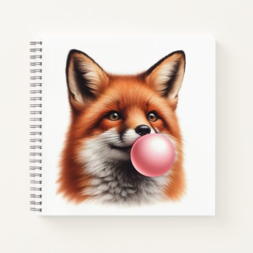 Adorable Red Fox Blowing Bubble Gum Children Notebook