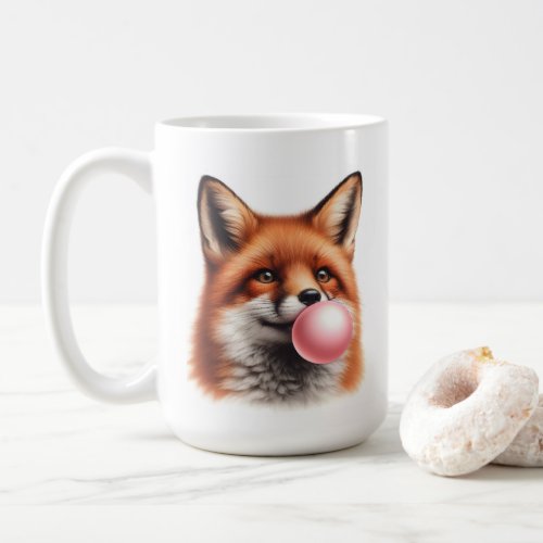 Adorable Red Fox Blowing Bubble Gum  Coffee Mug