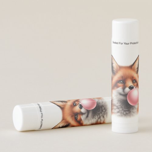 Adorable Red Fox Blowing Bubble Gum Desk  Lip Balm