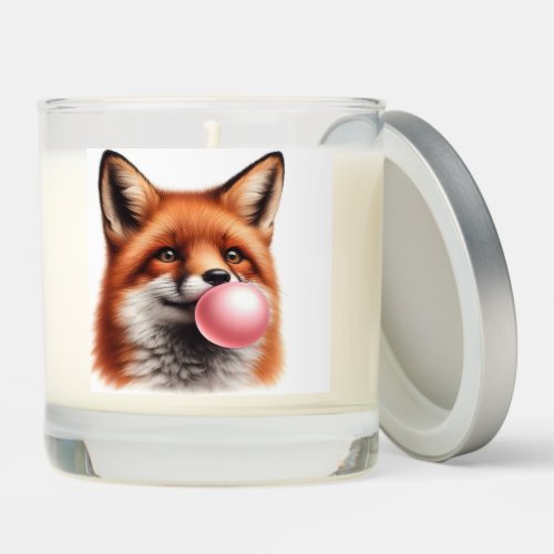 Adorable Red Fox Blowing Bubble Gum  Scented Candle