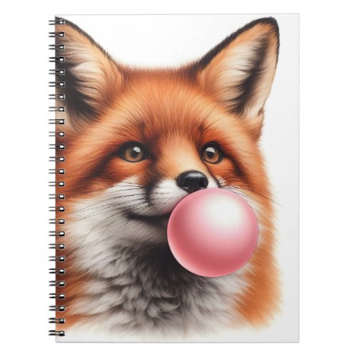 Adorable Red Fox Blowing Bubble Gum Spiral Notebook