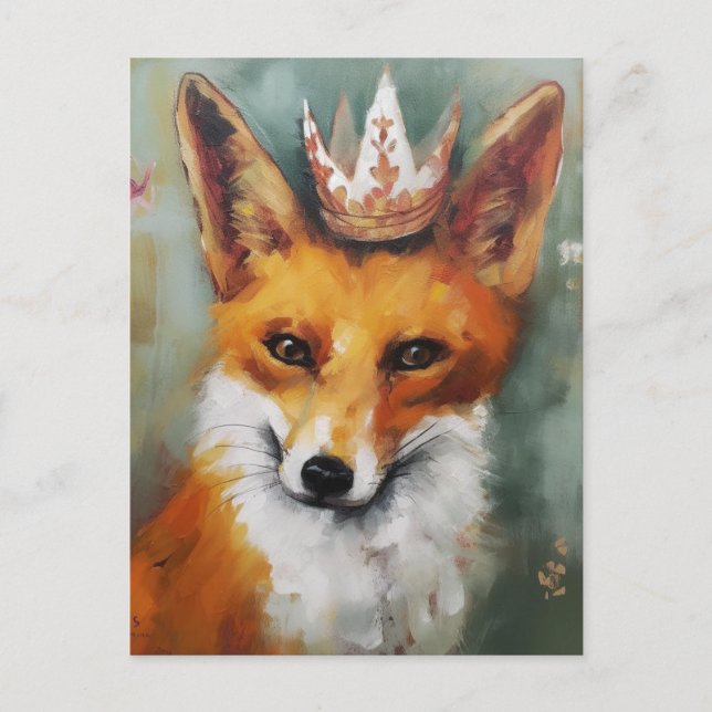 Adorable Red Fox in a Crown Postcard (Front)