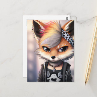 Adorable Red Fox in a Leather Jacket Postcard