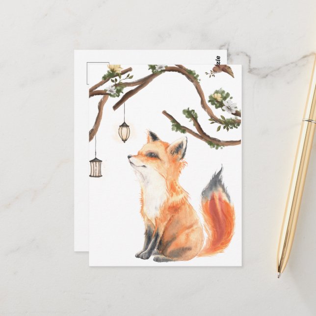 Adorable Red Fox Postcard (Front/Back In Situ)