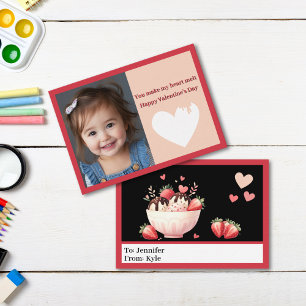 Adorable Red Ice Cream Photo Classroom Valentine Note Card