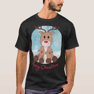 Adorable Red Nosed Reindeer Christmas T-Shirt