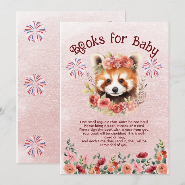 Adorable Red Panda Bear Books for baby Invitation (Front/Back)