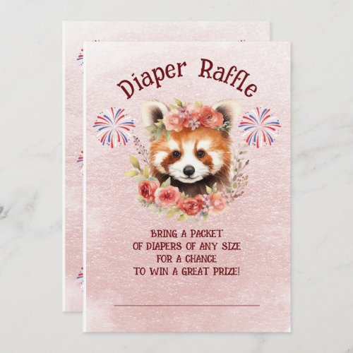 Adorable Red Panda Bear Diaper Raffle Invitation