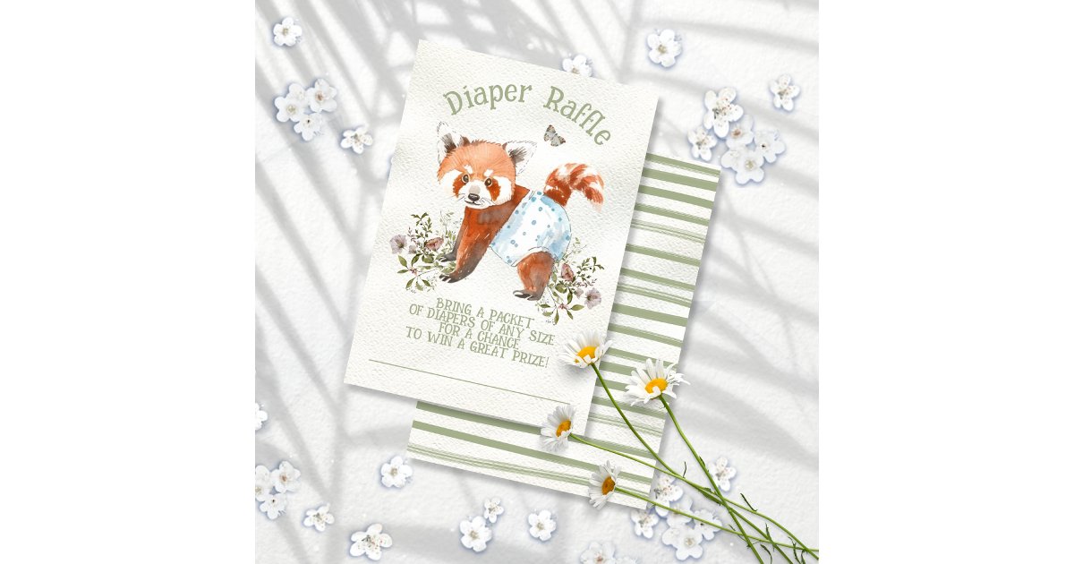 Adorable Red Panda Bear Diaper Raffle Invitation | Zazzle