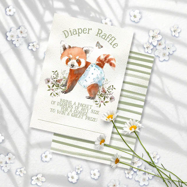 Adorable Red Panda Bear Diaper Raffle Invitation | Zazzle