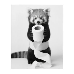 Adorable Red Panda Holding Toilet Paper Minimalist Acrylic Print