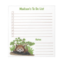 Adorable Red Panda Kids Personalized To Do List