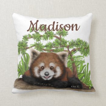 Adorable Red Panda Personalized Throw Pillow by wasootch at Zazzle