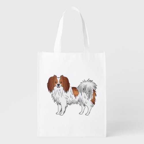 Adorable Red Phalne Dog With Long Floppy Ears Grocery Bag