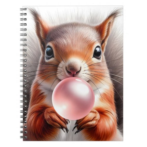 Adorable Red Squirrel Blowing Bubble Gum  Notebook