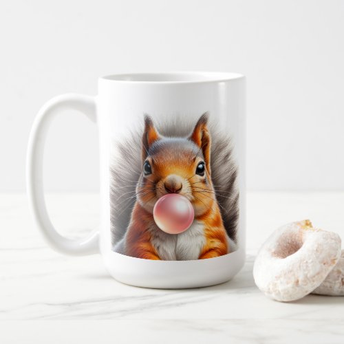 Adorable Red Squirrel Blowing Bubble Gum Nursery Coffee Mug