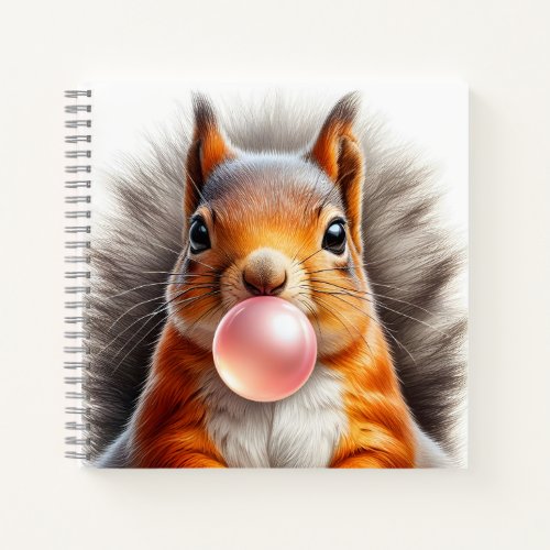 Adorable Red Squirrel Blowing Bubble Gum Nursery Notebook