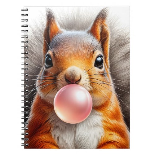 Adorable Red Squirrel Blowing Bubble Gum Spiral Notebook