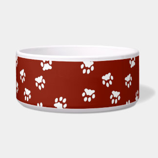 Adorable Red White Paw Printed Large Dog Bowl