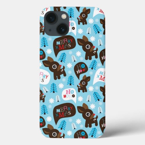 Adorable reindeer and Merry Christmas iPhone 13 Case