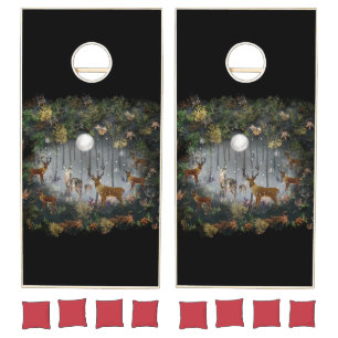 Adorable Reindeer At Night Cornhole Set