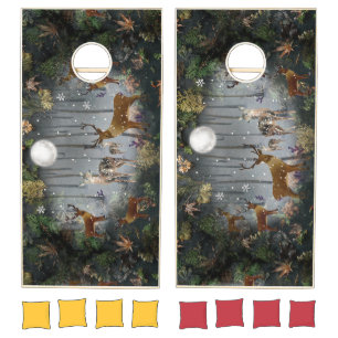 Adorable Reindeer At Night Cornhole Set